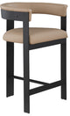 Romeo Upholstered Counter Stool, Set of 2, Tan, Vegan Leather, Matte Black