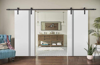 Sturdy Double Barn Door 56 x 96 with | Planum 0016 White Silk with  | 13FT