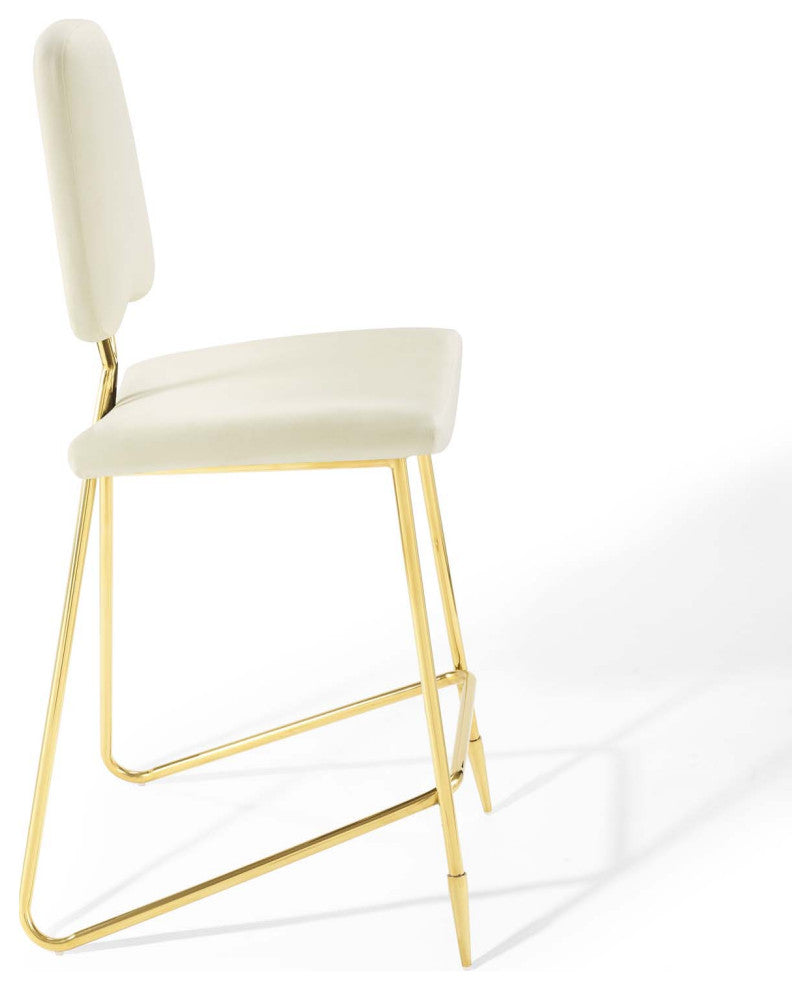 Ponder Bar Stool Performance Velvet Set of 2, Ivory