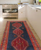 Fine Vintage Distressed Kassandr Navy/Gold Runner, 4'11x10'2