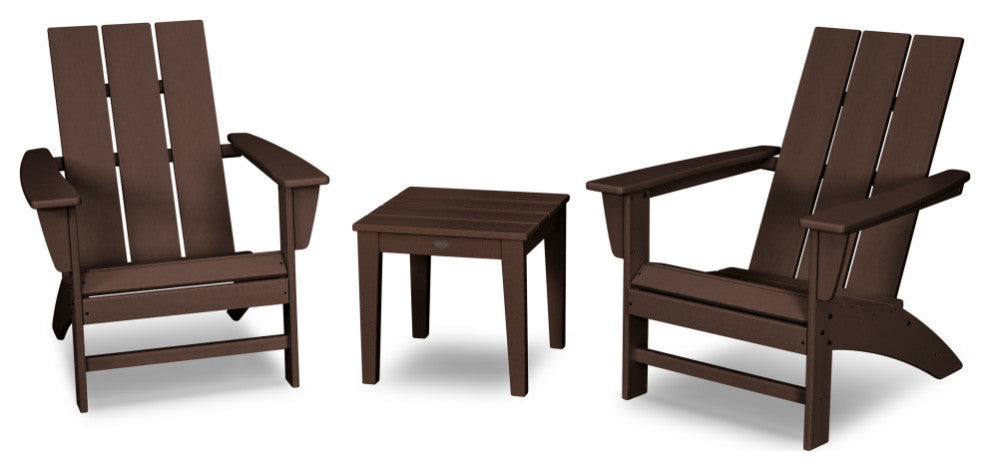 POLYWOOD Modern Adirondack 3-Piece Set, Mahogany