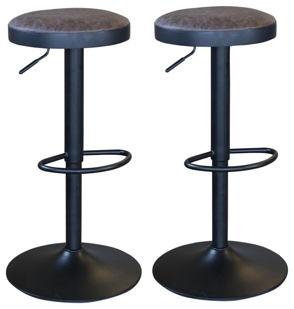 AmeriHome Classic Brown Faux Leather Bar Stool Set