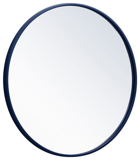 Elegant Decor MR4031BL Metal Frame Round Mirror, 24" Blue