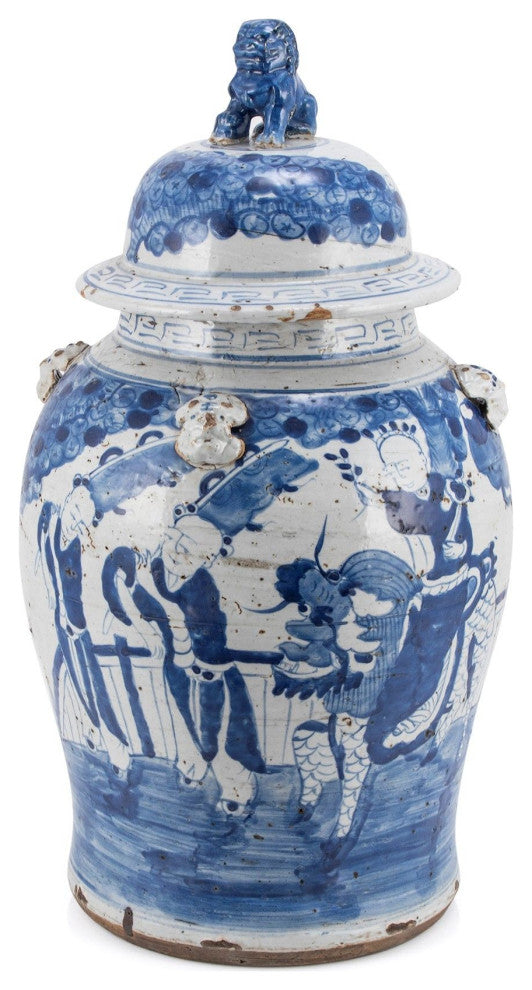 Vintage Temple Jar Enchanted Children Motif, Large
