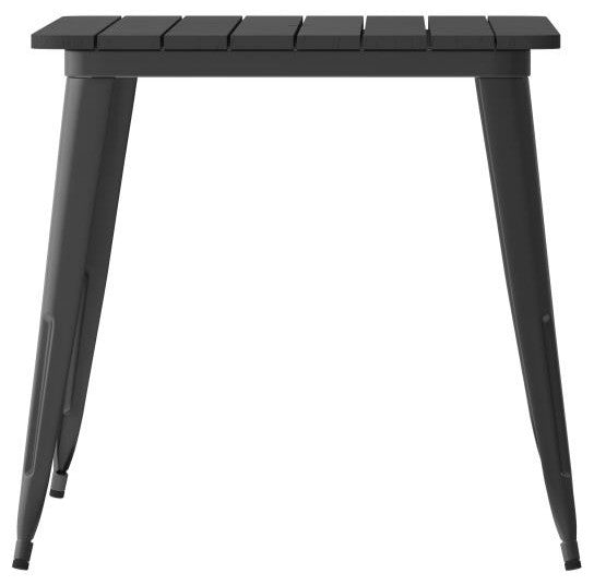 Declan Commercial Indoor/Outdoor Dining Table with Umbrella Hole, 30" x 60", Black