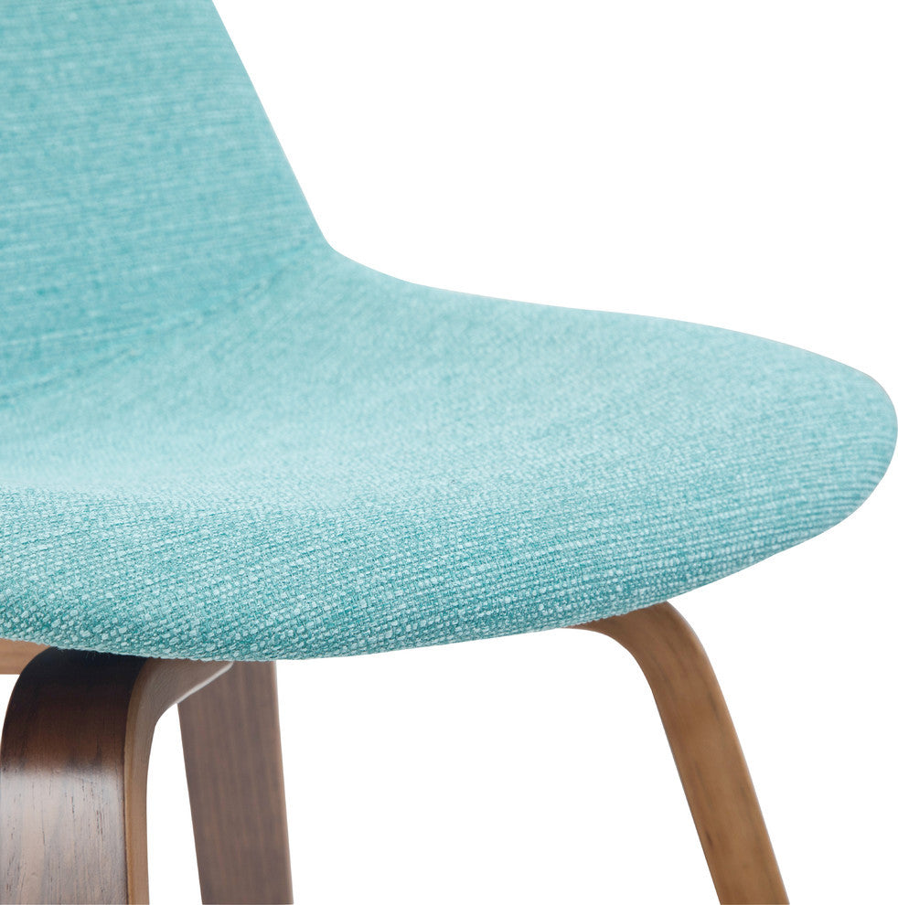 Randolph Bentwood Counter Stool, Set of 2, Aqua Blue Linen Look Fabric