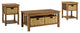3 Piece Mission Storage Coffee Table and Side Tables - Rustic Oak
