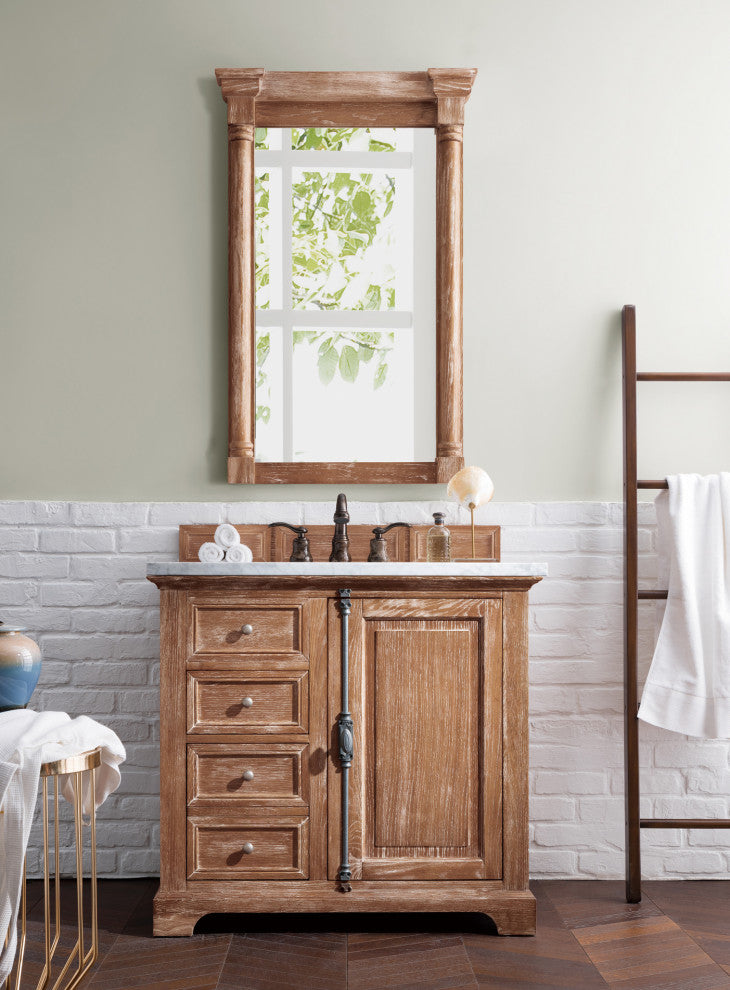 James Martin 238-105-5511-3CAR 36" Driftwood Vanity with Carrara Marble Top