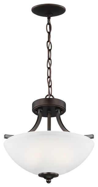 Geary Small 2-Light Semi-Flush Convertible Pendant, Burnt Sienna