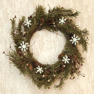 Pine and Snowflakes Wreath, 20"
