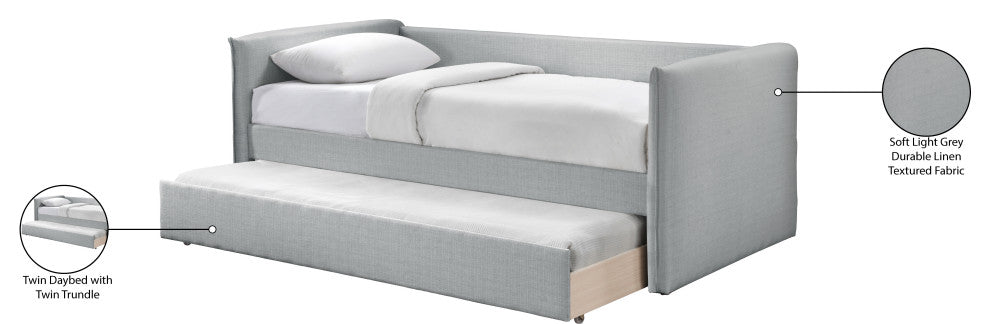 Colton Linen Textured Fabric Upholstered Daybed, Gray