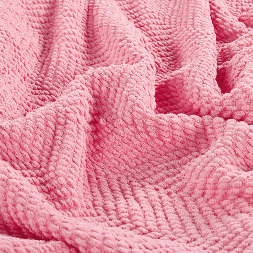 Tweed Knitted Throw Blanket, Strawberry Ice, 60"x80"