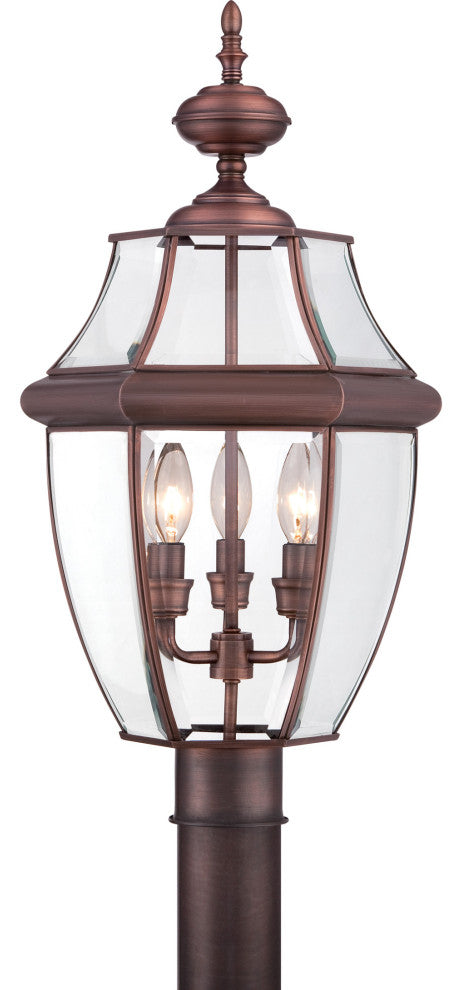 Quoizel NY9043 Newbury 3 Light 23" Tall Post Lantern - Aged Copper