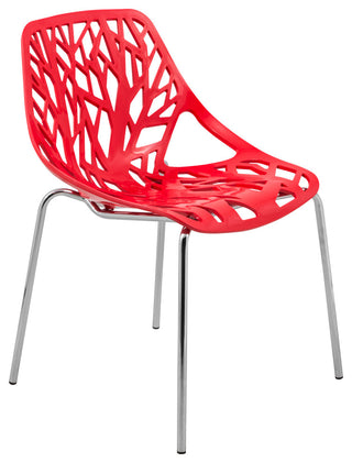 Leisuremod Asbury Stackable Dining Chair with Chrome Legs, Red