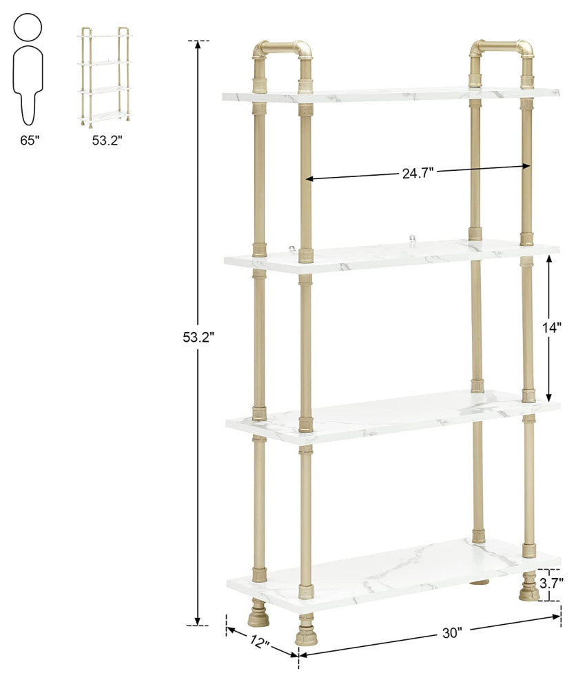 4 Tier Bookshelf Shelving Unit for Living Room
