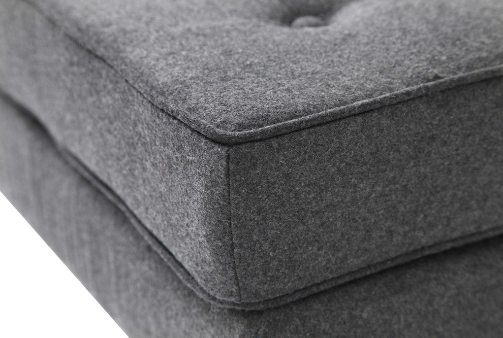 Classics Button Ottoman in Wool, Gray