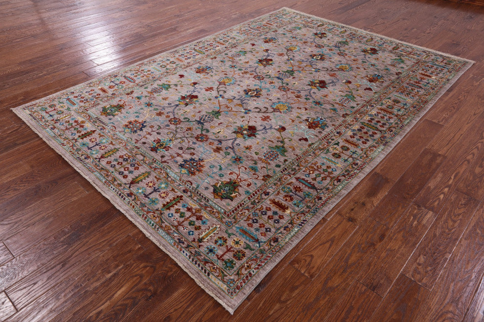 6' 10" X 9' 11" Persian Tabriz Hand-Knotted Wool Rug Q10568