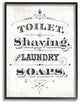 Vintage Toilet Shaving Laundry & Soaps Sign Framed Giclee Art, 16"x20"
