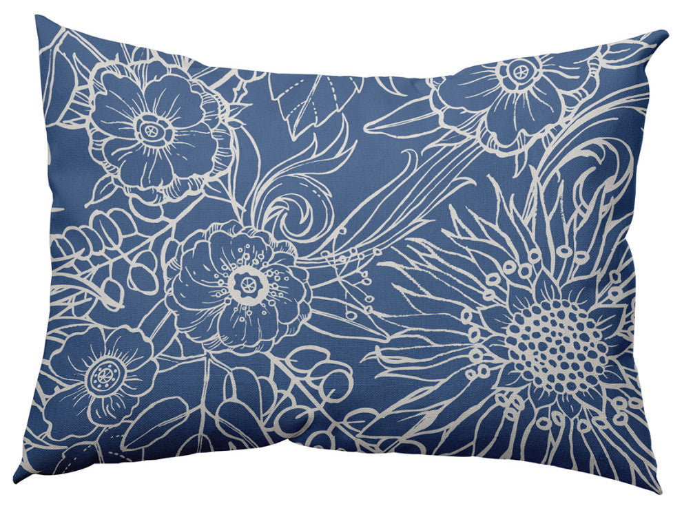14" x 20" Zentangle Decorative Indoor Pillow, Cadet Blue