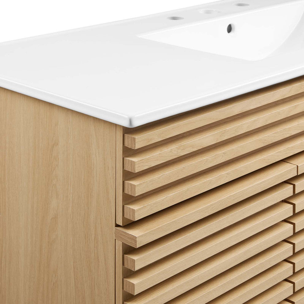 Render 48" Single Sink Bathroom Vanity, Oak White