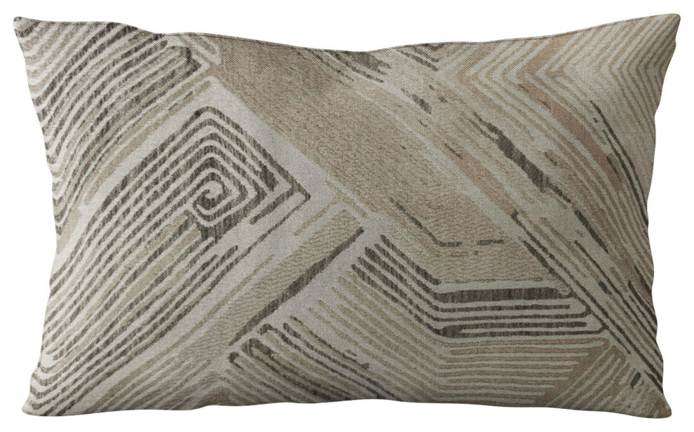 Plutus Brown Hidden Tour Abstract Luxury Throw Pillow, 18"x18"
