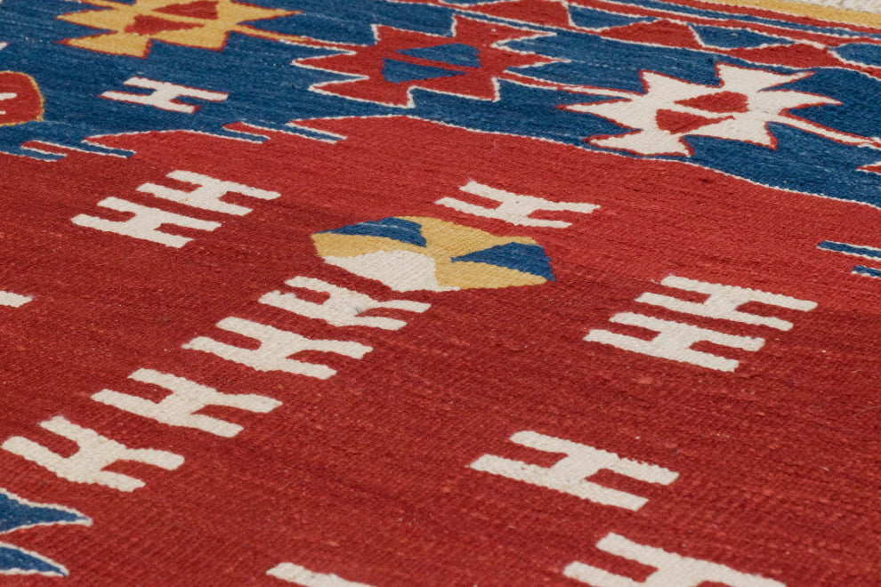 New Handwoven Turkish Kilim Rug 4' 6" x 5' 7", 54 in. x 67 in.