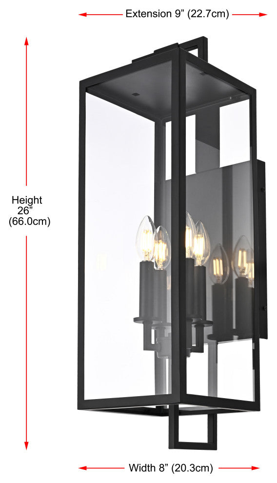 Home Living 8" Outdoor Wall Sconce, Black