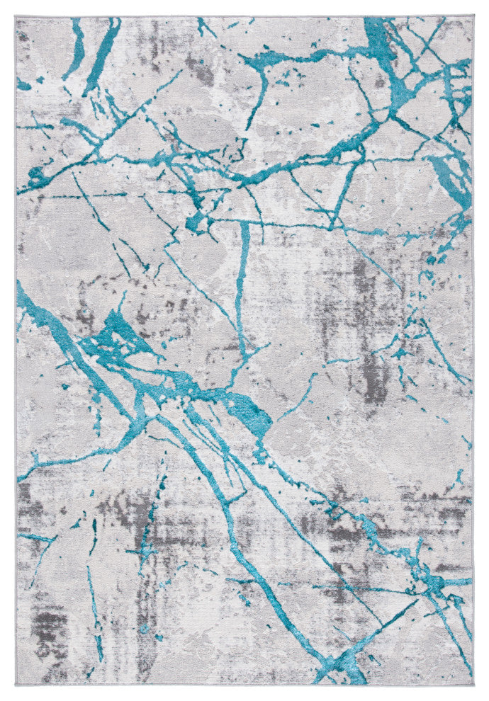 Safavieh Amelia Collection, ALA293 Rug, Grey/Aqua, 5'5"x7'7"