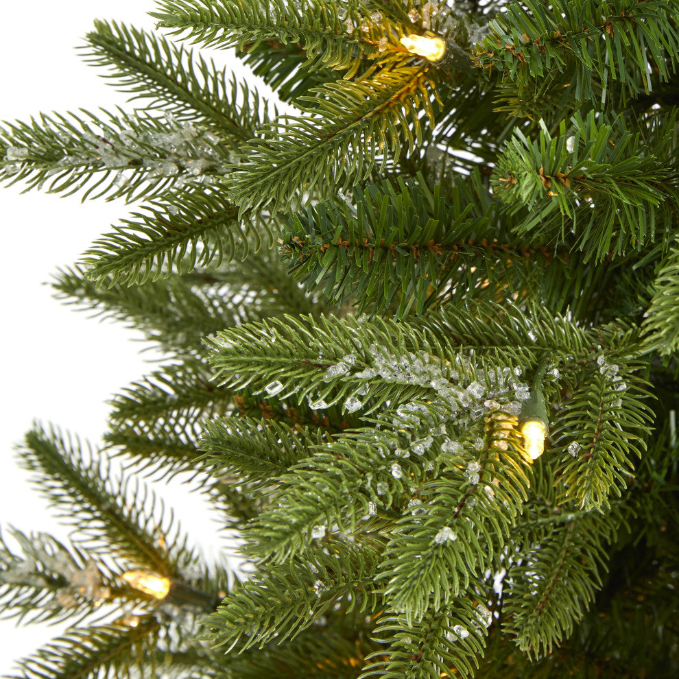 3' Snowed Grand Teton Fir Faux Xmas Tree W/50 Clear Lights & Bendable Branches