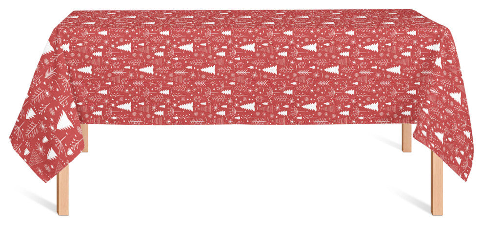 Winter Tree Pattern Red 6 58x102 Tablecloth