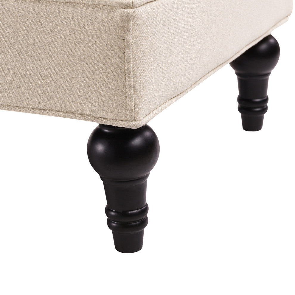 Lewis 60" Tufted Bolster Arm Entryway Bench, Sky Neutral Beige Polyester