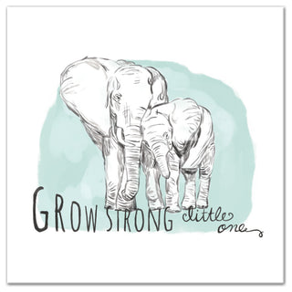 Grow Strong Elephant 24x24 Canvas Wall Art