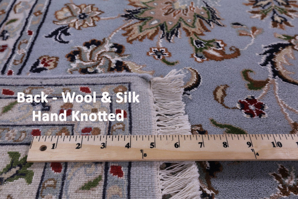 8' 2" X 10' 2" Wool & Silk Hand Knotted Persian Nain Rug - Q14712