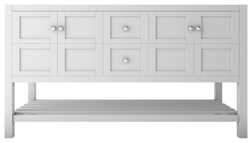 CastelloUSA Alicia 60" Freestanding Vanity, Base Only, White, Chrome Handles