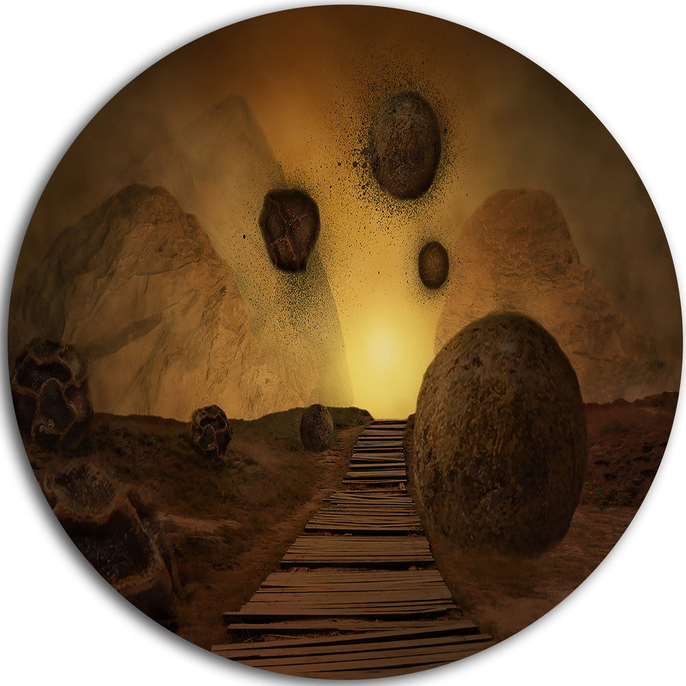 Stones From Space, Abstract Digital Art Disc Metal Artwork, 23"