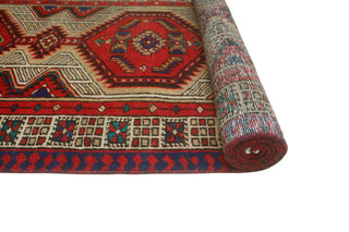 Fine Vintage Distressed Adika Red/Navy Runner, 3'3x9'9