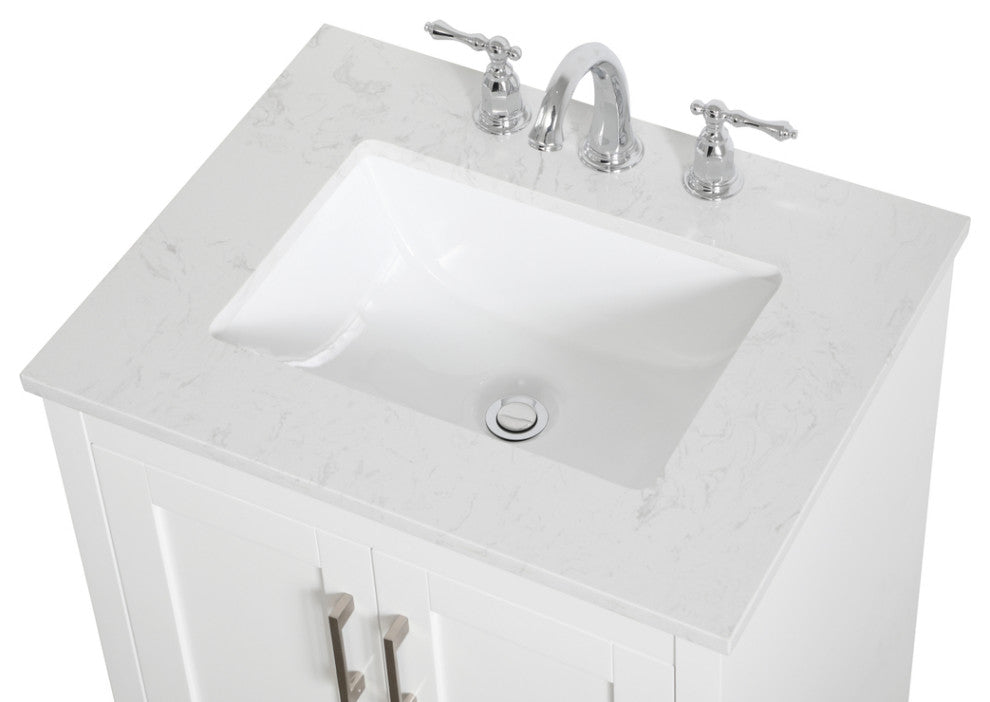 24" Single Bathroom Vanity, White