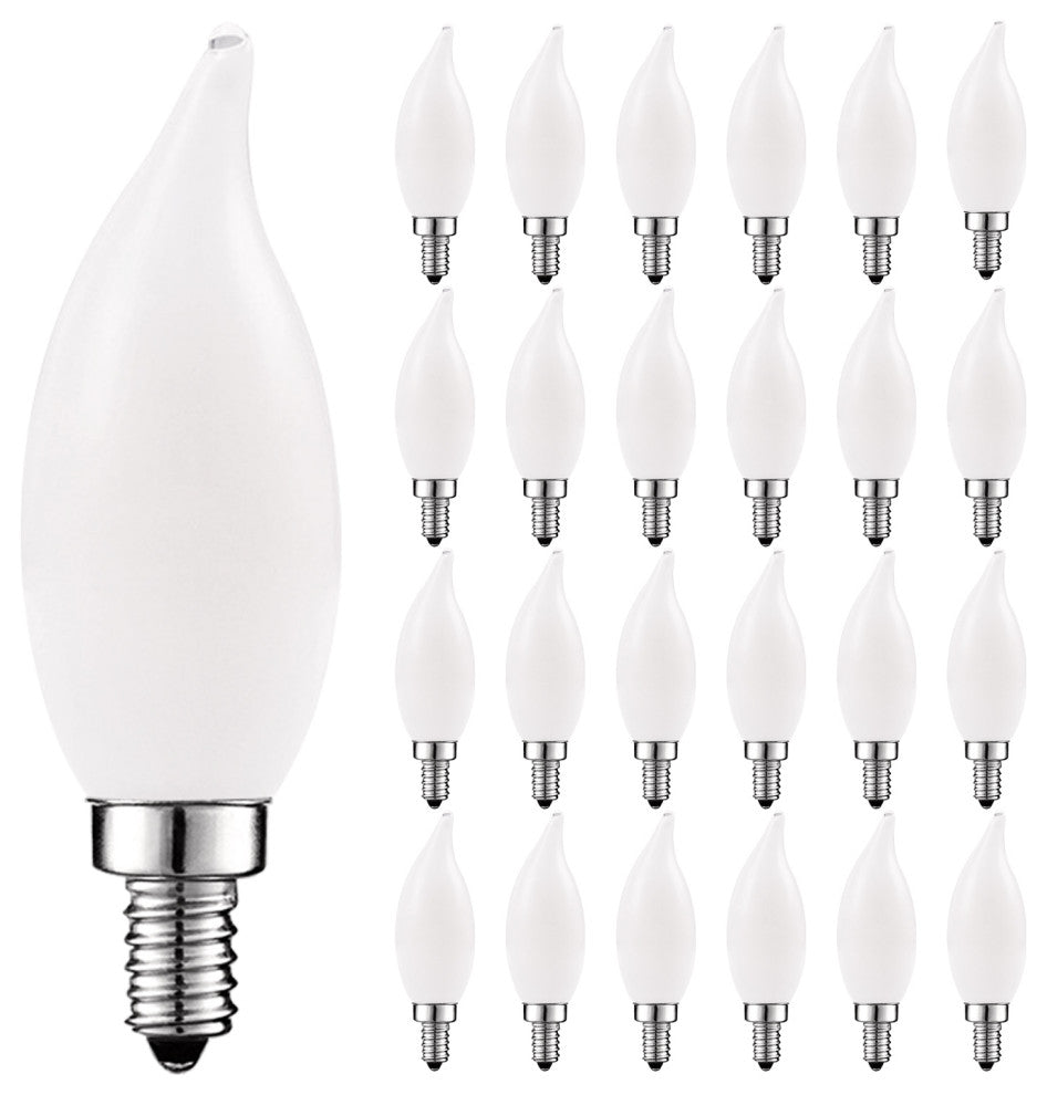Luxrite 5W Frosted E12 LED Bulb Warm White Flame Tip Candle 24 Pack