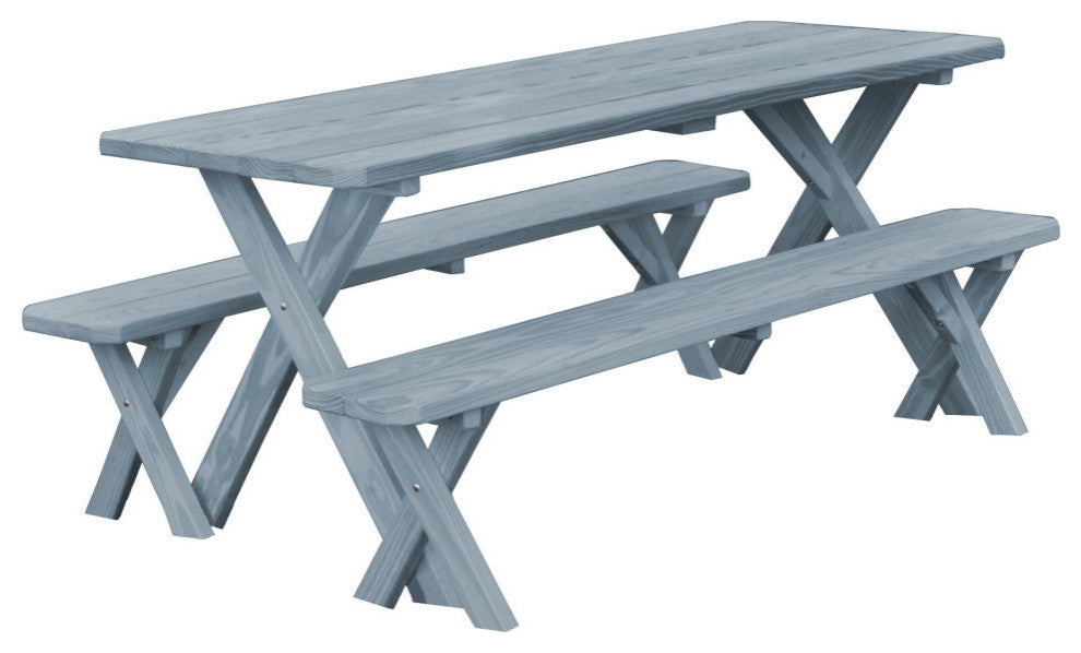 Pressure Treated Pine Cross Leg Picnic Table with Benches