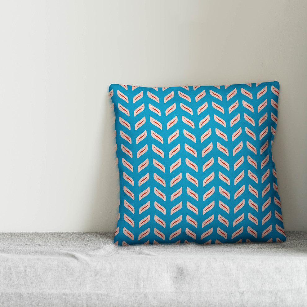 Tire Track Pattern, Blue Throw Pillow Cover, 18"x18"