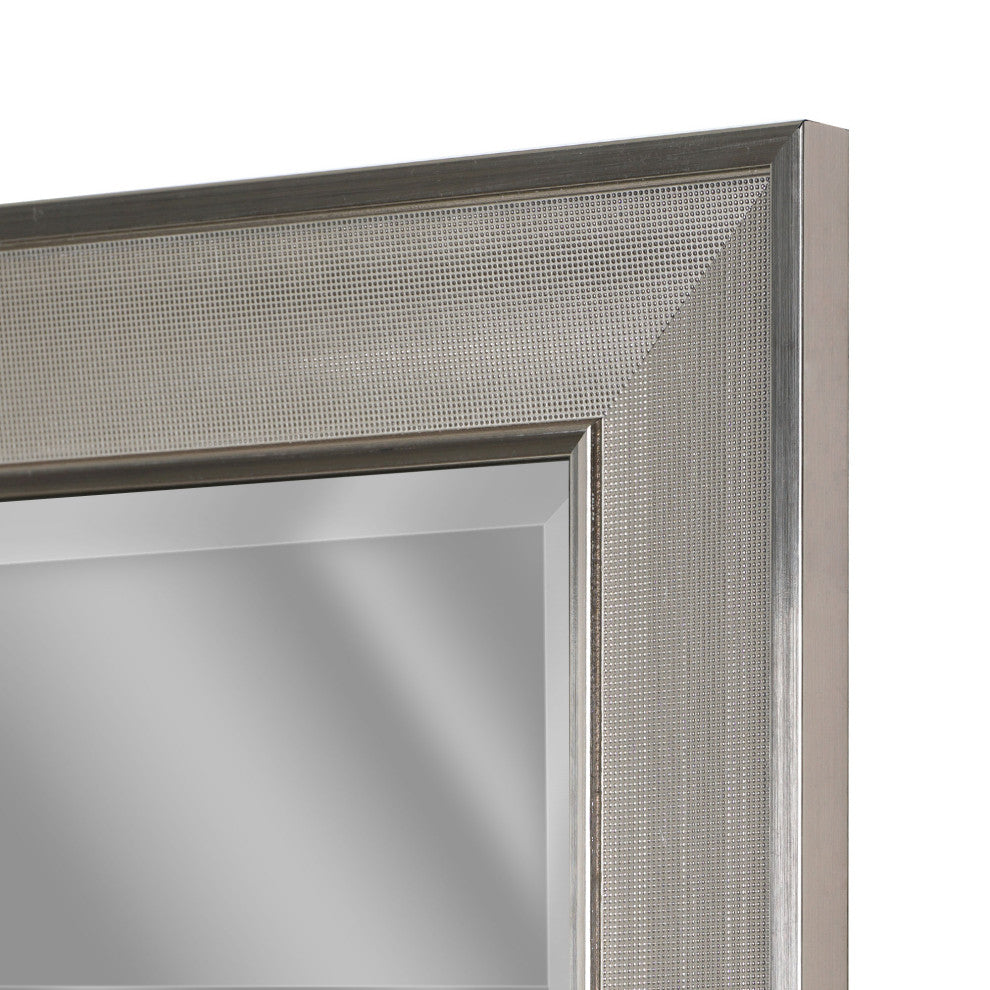 Brushed Nickel Pave Textured Frame Beveled Edge Accent Mirror - 24 x 36