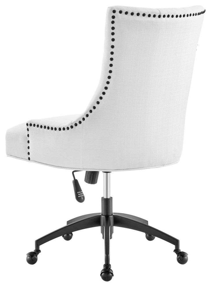 Computer Work Desk Tufted Chair, Fabric, Black White, Home Business Office