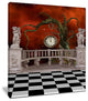"Balcony With Clock and Tree Angels" Canvas Print, 12"x20"
