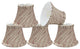 30006-5 Bell Chandelier Clip On Lamp Shade Off White & Red Striping 3"x5"x4"