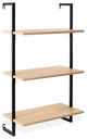 Madera Industrial 3-Shelf Wood Wall-Mounted Open Ladder Bookcase, Metal Frame