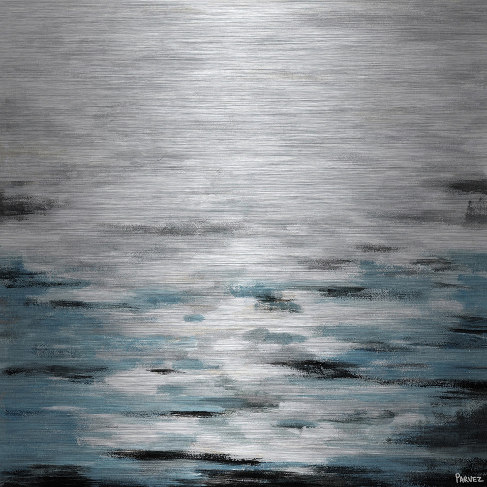 "Reflective Sea II" Painting Print on Brushed Aluminum, 32"x32"