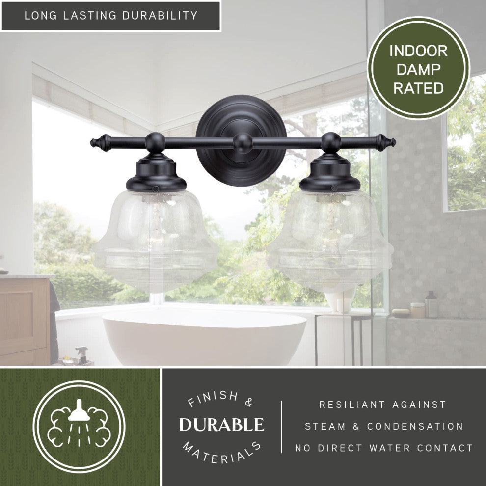 Huntley 2-Light Vanity Clear Glass Oil Rubbed Bronze