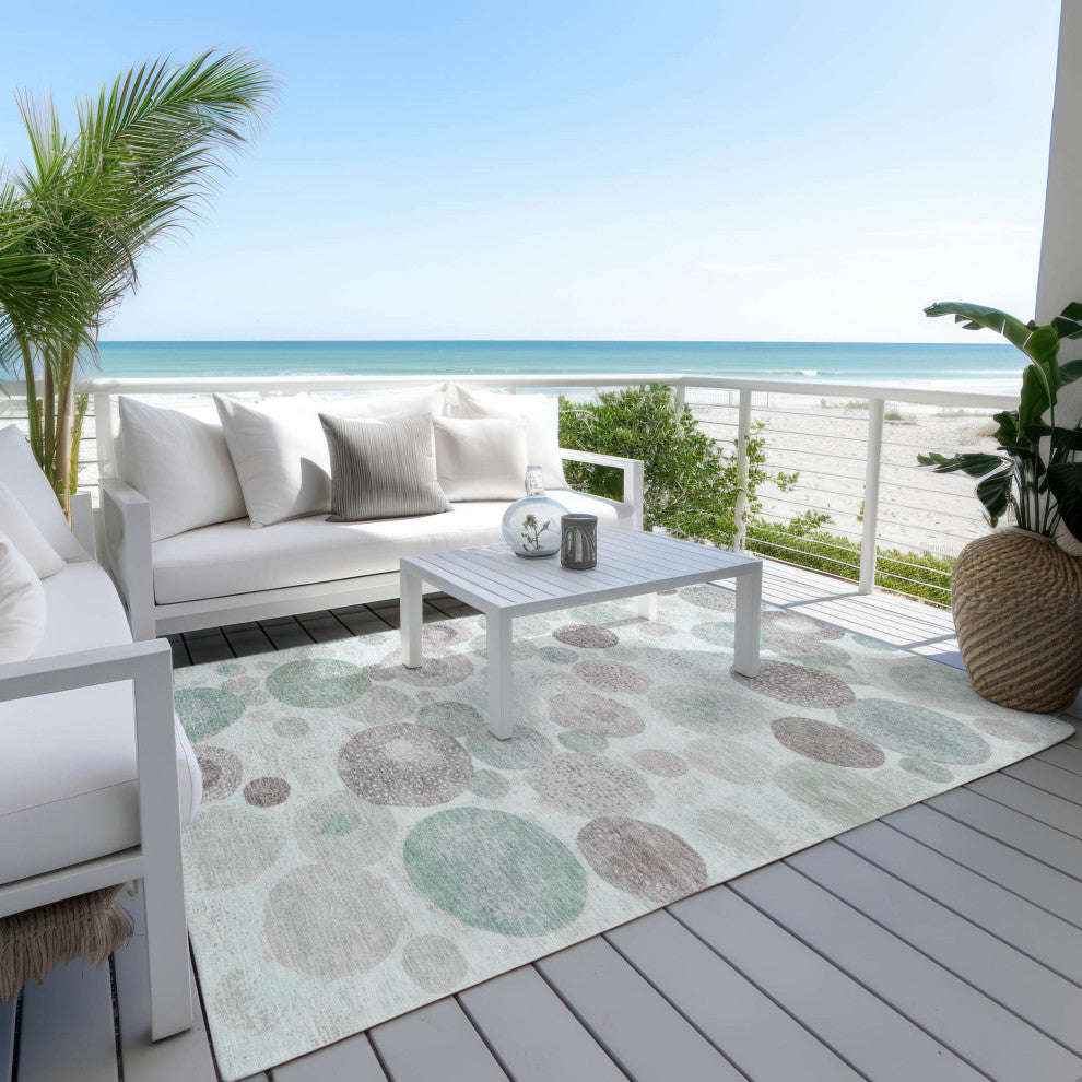 Machine Washable Indoor/Outdoor Chantille ACN1896 Mint 10' x 14' Rug