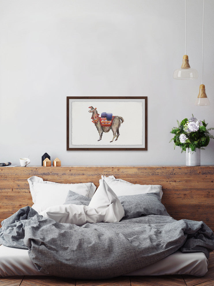 "Pack Llama" Framed Painting Print, 24"x16"