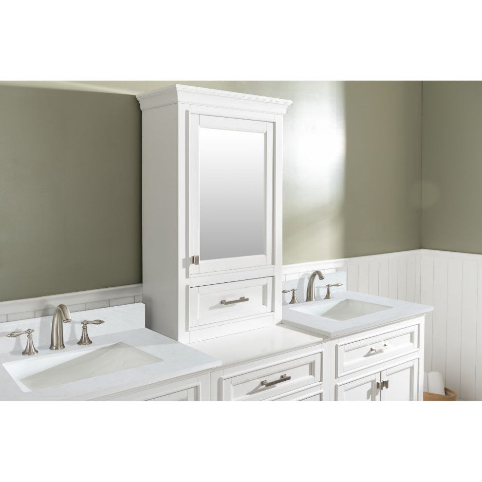 Milano Transitional White 96" Double Sink Bathroom Vanity Modular Set